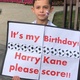 Torcedor mirim segura cartaz dizendo "É meu aniversário! Harry Kane, por favor marque!!!" - Danilo Lavieri/UOL