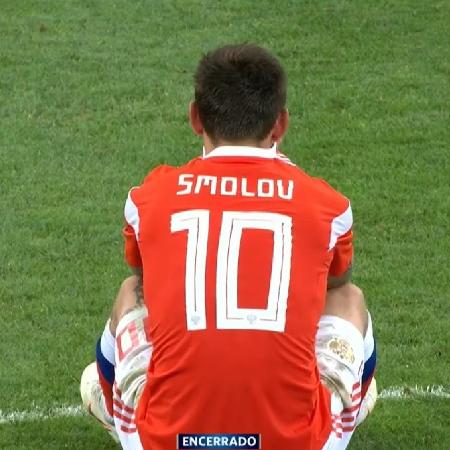 Atacante Smolov, da Rússia, durante a Copa de 2018, a última do país