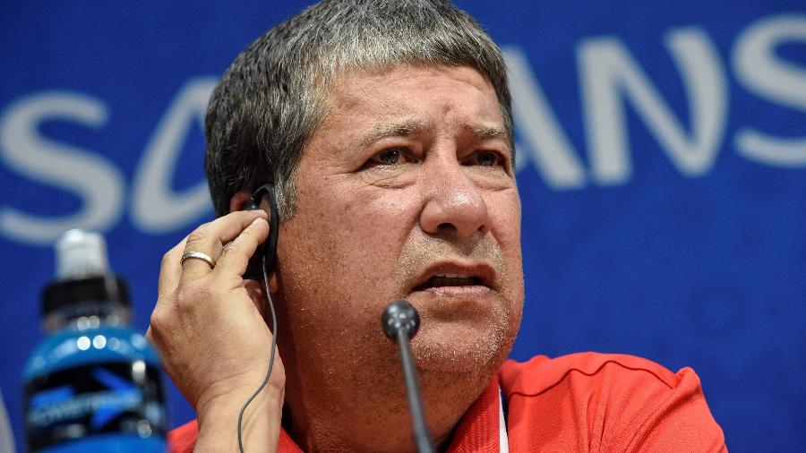  Técnico do Panamá, Hernán Darío Gómez, durante coletiva de imprensa - JUAN BARRETO/AFP