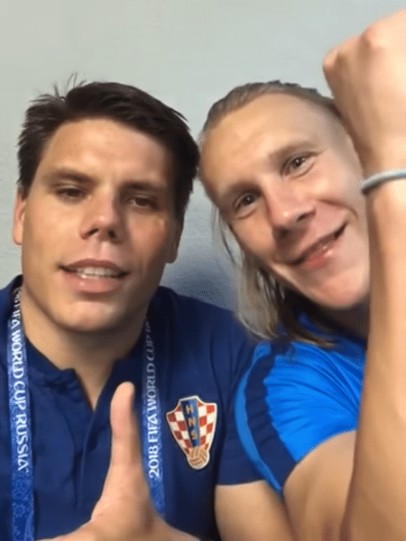 Vida (à dir.) saudou ucranianos após a seleção croata eliminar a Rússia da Copa - Reprodução/YouTube
