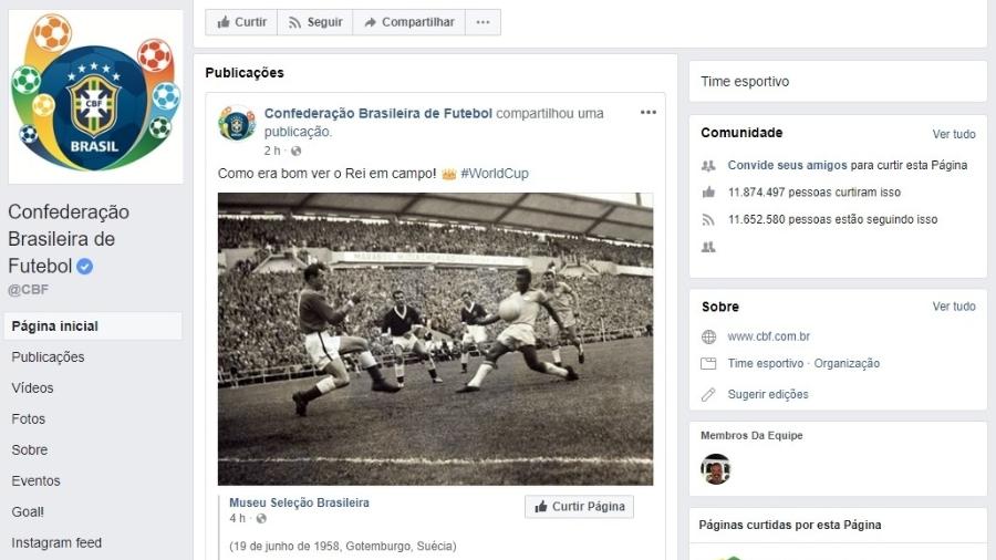 Facebook da seleção brasileira tem 11,8 milhões de seguidores - Reprodução