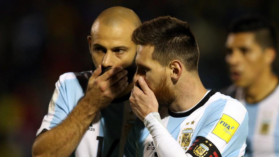  Messi e Mascherano durante jogo da Argentina - Henry Romero/Reuters