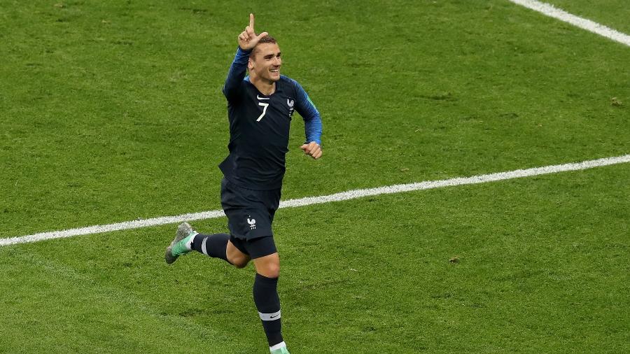 Antoine Griezmann comemora segundo gol da França diante da Croácia na final da Copa do Mundo de 2018, em Moscou - Catherine Ivill/Getty Images