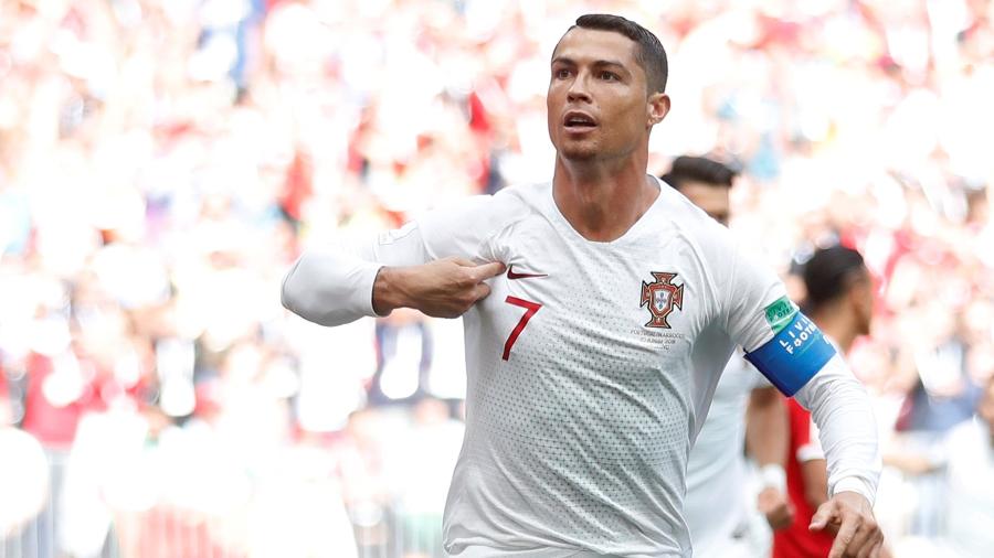 Cristiano Ronaldo abriu o placar de Portugal x Marrocos aos 4 minutos de partida em Moscou - Carl Recine/Reuters