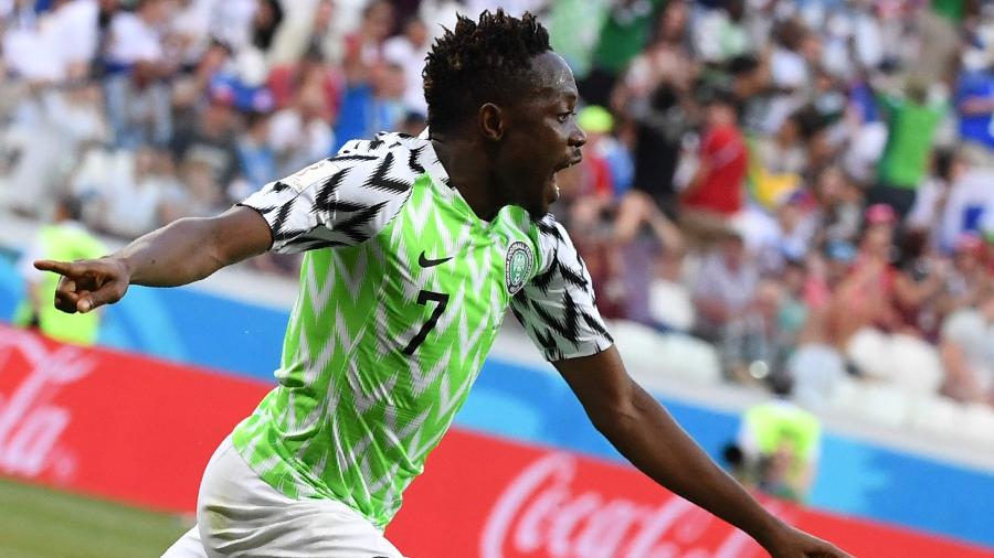 Musa comemora Nigéria Islândia Copa do Mundo 2018 - Mark Ralston/AFP