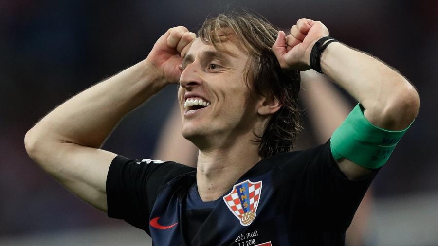 Modric comemora a classificação da Croácia para a semifinal da Copa do Mundo - AFP PHOTO / Adrian DENNIS