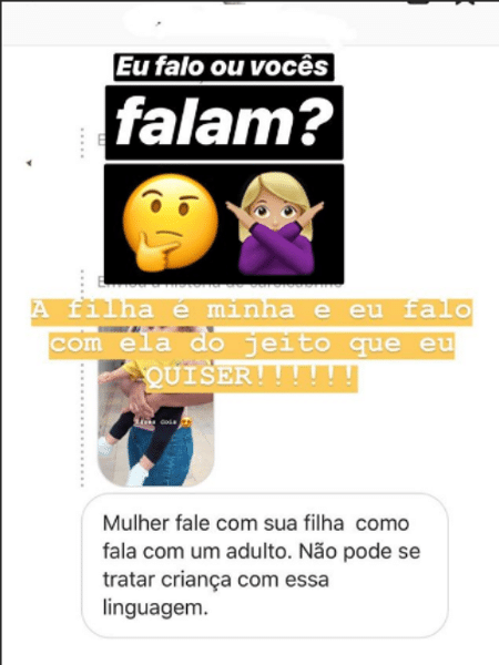 Carol Cabrino rebate seguidora que criticou sua relação com a filha - reprodução/Instagram