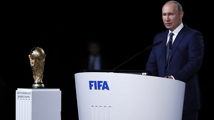 Vladimir Putin, presidente da Rússia, discursa em congresso da Fifa - Cao Can/Xinhua