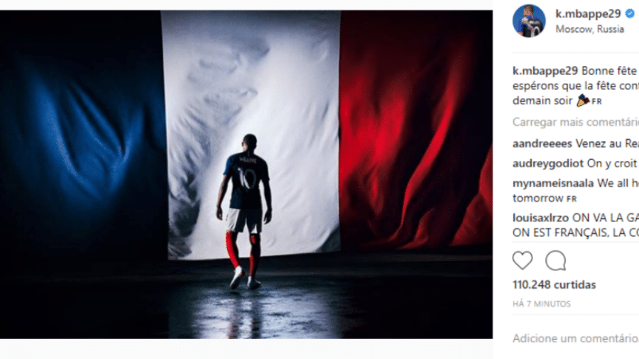 Mbappé comemora Dia da Bastilha, feriado nacional da França - reprodução/Instagram