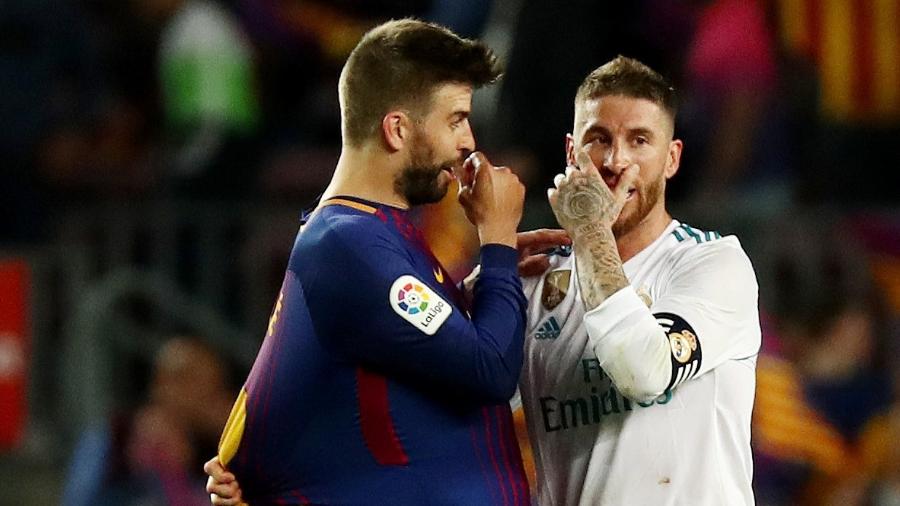 Piqué e Sergio Ramos em ação pelo Barcelona e Real Madrid - Sergio Perez/Reuters