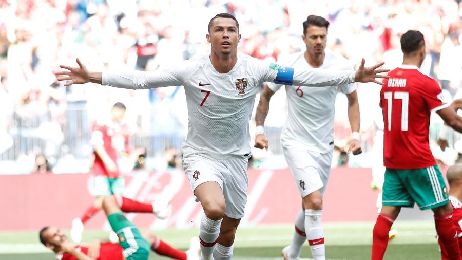 Cristiano Ronaldo celebra gol em Portugal x Marrocos marcado aos 4 minutos do primeiro tempo - Carl Recine/Reuters
