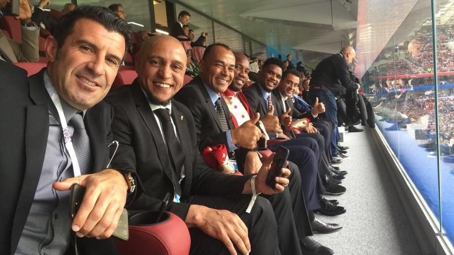 Figo, Roberto Carlos, Cafu, Drogba, Eto"o e Xavi assistem à abertura da Copa - Reprodução/Instagram