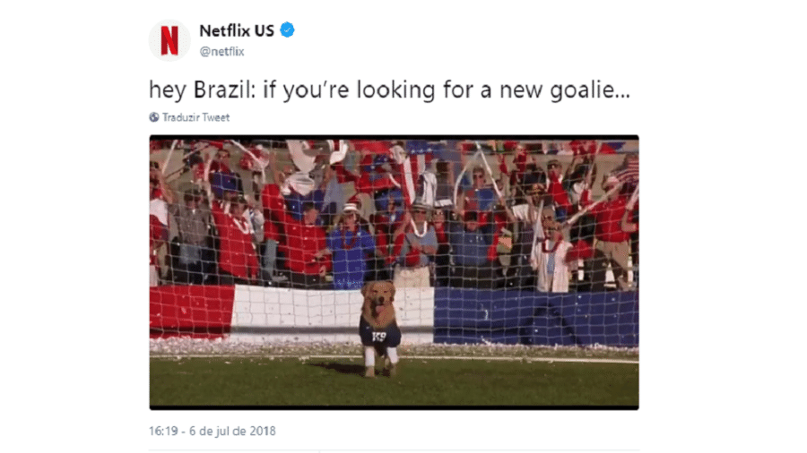Perfil norte-americano da Netflix provoca a seleção brasileira - reprodução/Twitter