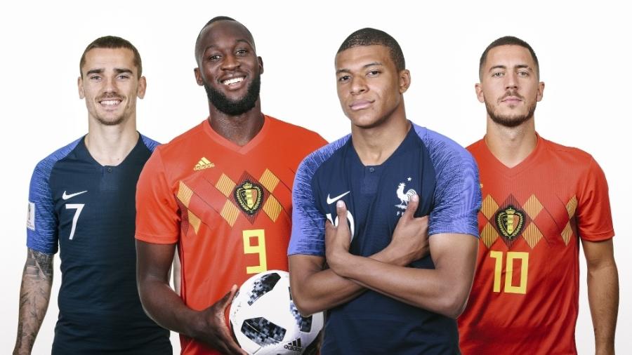 Montagem da Fifa com fotos de Griezmann, Lukaku, Mbappé e Hazard - FIFA via Getty Images