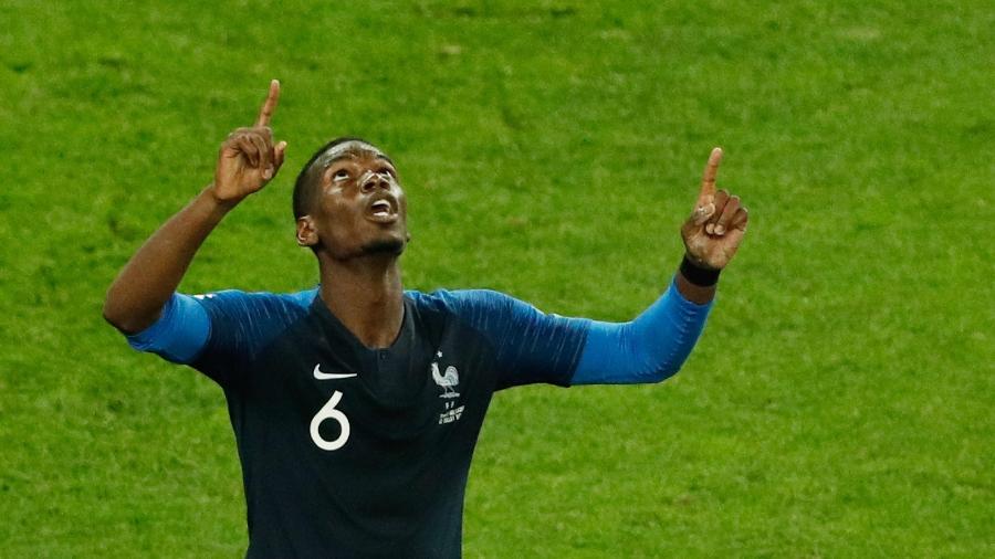 Pogba comemora classificação da França à final da Copa do Mundo 2018 - AFP PHOTO / Adrian DENNIS