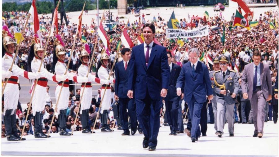 Fernando Collor de Mello durante posse como presidente da República, em março de 1990 - Sérgio Tomisaki/Folhapress