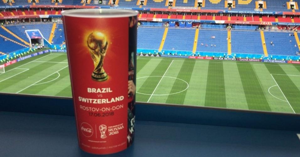 Copo oficial da partida entre Brasil x Suíça pela Copa do Mundo