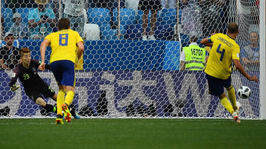 Granqvist fez o gol que deu a vitória ao time sueco. Agora, México e Suécia dividem a liderança; Alemanha não pontuou - Johannes Eisele/AFP