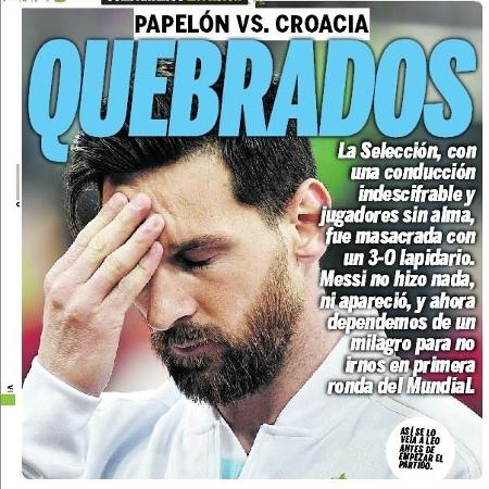 Jornal Olé repercutiu a derrota da Argentina contra a Croácia - Reprodução/Olé