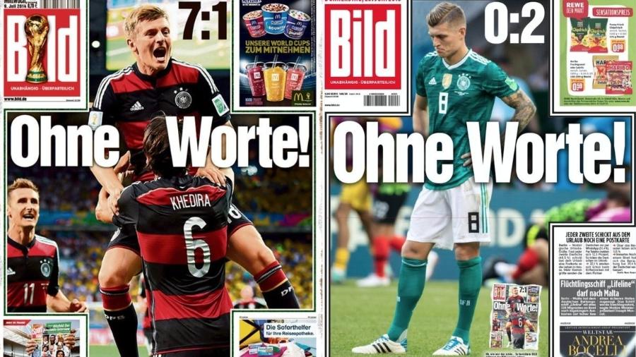 "Sem palavras": Bild usou a mesma expressão para comemorar goleada em 2014 e eliminação em 2018 - Reprodução