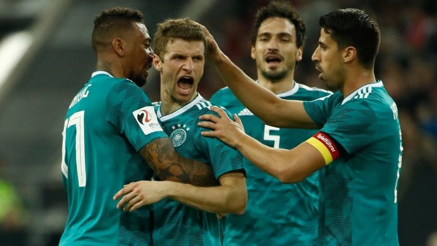 Rodrigo marcou para a Espanha, mas Thomas Müller (foto) fez para os alemães em casa - @DFB_Team_EN/Twitter