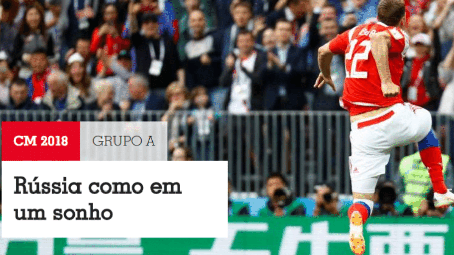 Site da revista France Football destaca goleada da Rússia sobre a Arábia Saudita - reprodução