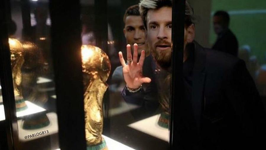 Cristiano Ronaldo e Messi têm sérios problemas com essa tal de Copa do Mundo - Reprodução/Twitter