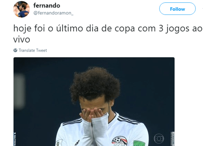 Quando a gente começava a se acostumar a ver três jogos por dia, vem aquele choque de realidade: a Copa mal começou e já está acabando - Reprodução/Twitter