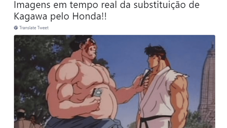 A entrada de Honda melhorou o time do Japão e assegurou o resultado mais justo neste jogo: o empate - Reprodução/Twitter