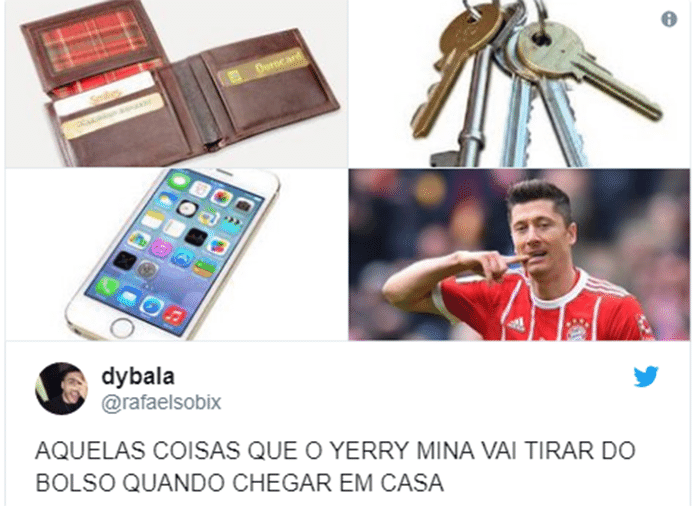 Além de abrir o placar, Mina anulou o atacante polonês Lewandowski, que vai para casa mais cedo - Reprodução/Twitter