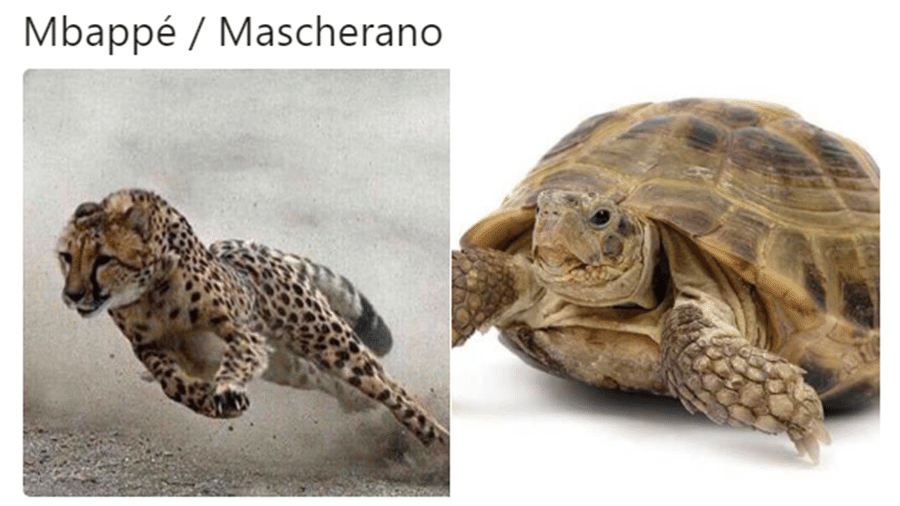 Mascherano teve dificuldades para conseguir alcançar Mbappé na velocidade - Reprodução/Twitter