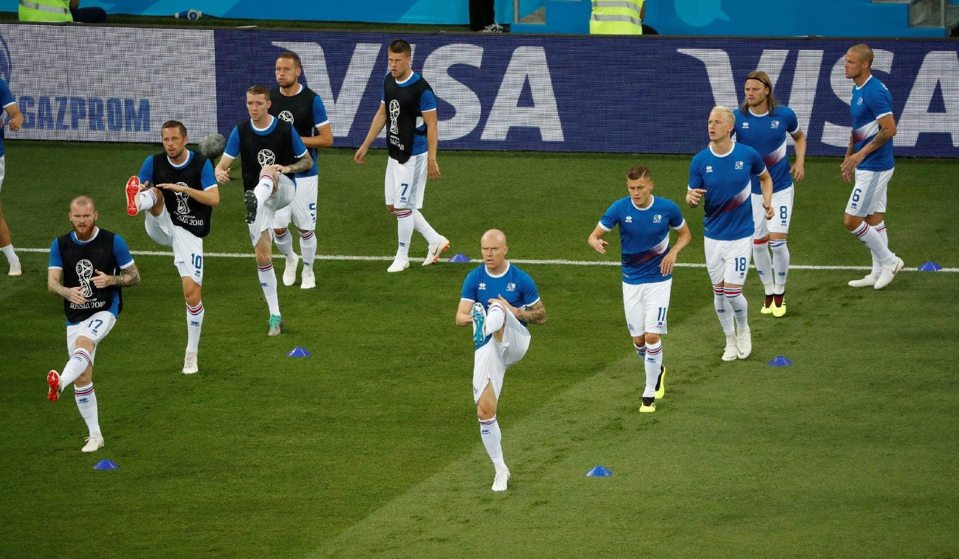 Jogadores da Islândia já se preparam para a partida - REUTERS/Grigory Dukor