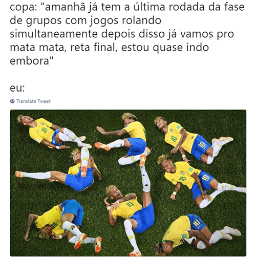 O meme das quedas do Neymar nunca fez tanto sentido para os viciados em Copa - Reprodução/Twitter