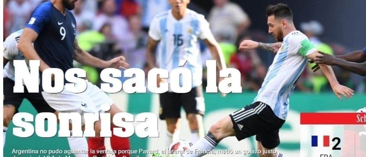 Jornal Olé vive montanha russa de emoções na eliminação da Argentina - Reprodução/Olé