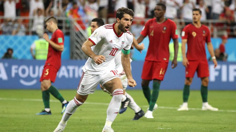 Karim Ansarifard comemora gol do Irã contra Portugal - Clive Mason/Getty Images