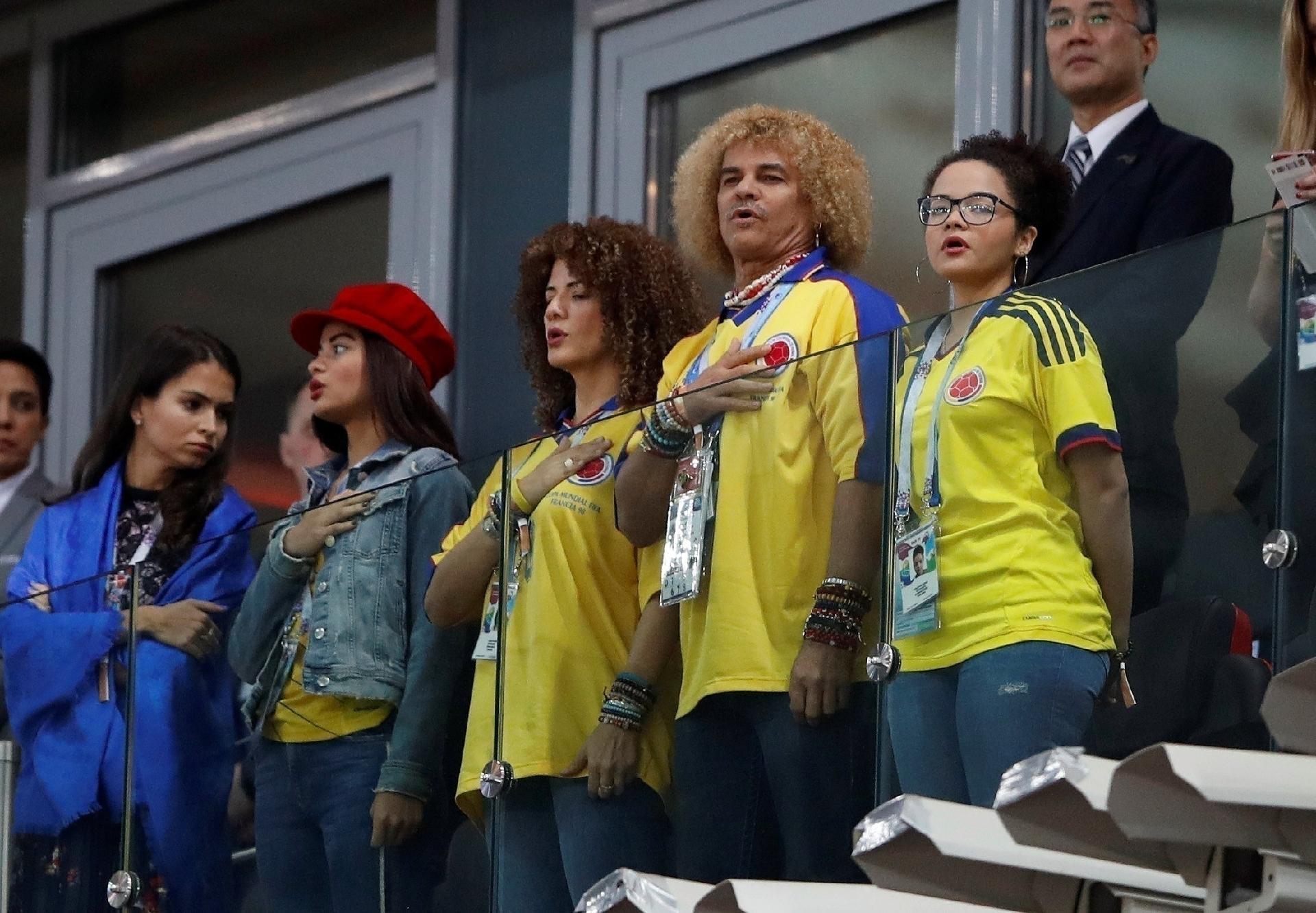 O ex-jogador colombiana Carlos Valderrama acompanha a partida no estádio em Moscou - REUTERS/Carl Recine