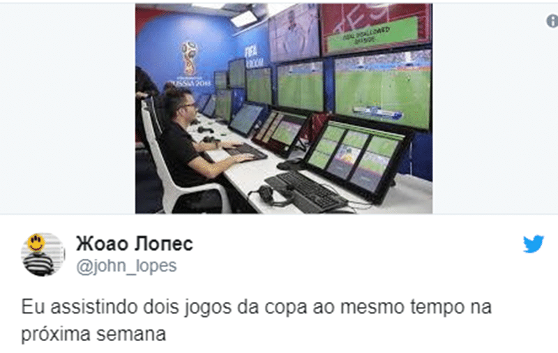 Para ver os quatro jogos ao mesmo tempo, só montando uma estrutura especial - tem gente que não descarta - Reprodução/Twitter