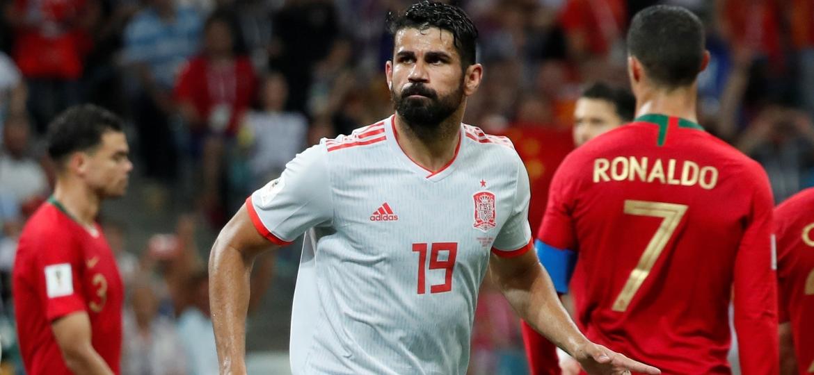 Diego Costa comemora gol da Espanha contra Portugal - Murad Sezer/Reuters