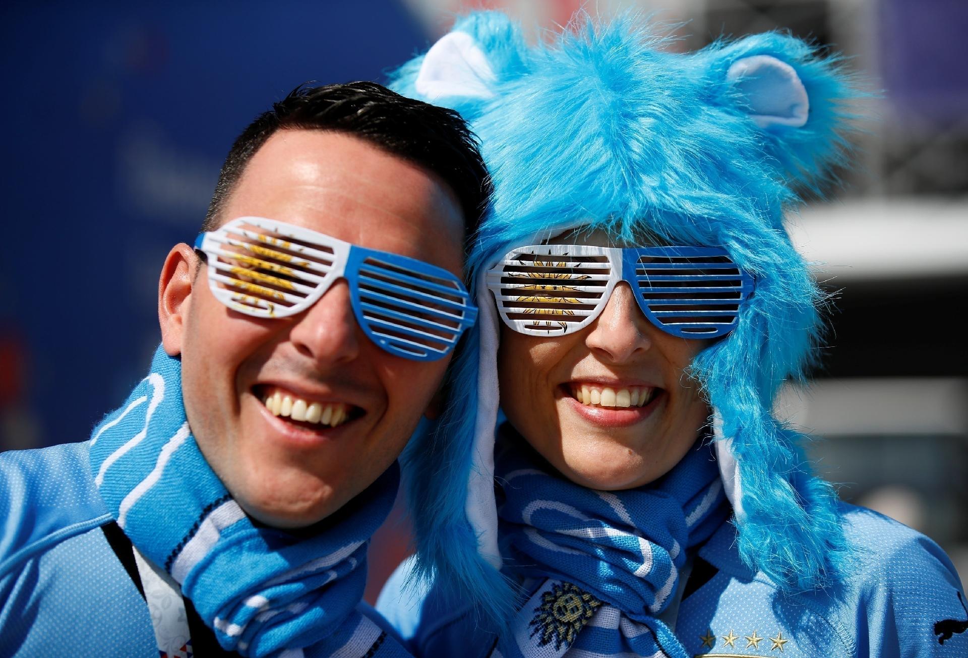 Torcida uruguaia comparece ao estádio em Ecaterimburgo para jogo contra o Egito - Reuters