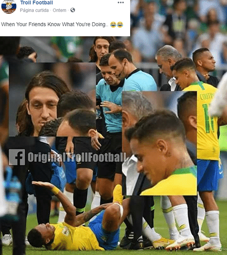 As reações de Cássio e Coutinho depois que Neymar levou um pisão do mexicano viraram piada: "Quando seus amigos sabem o que você está fazendo" - Reprodução/Twitter