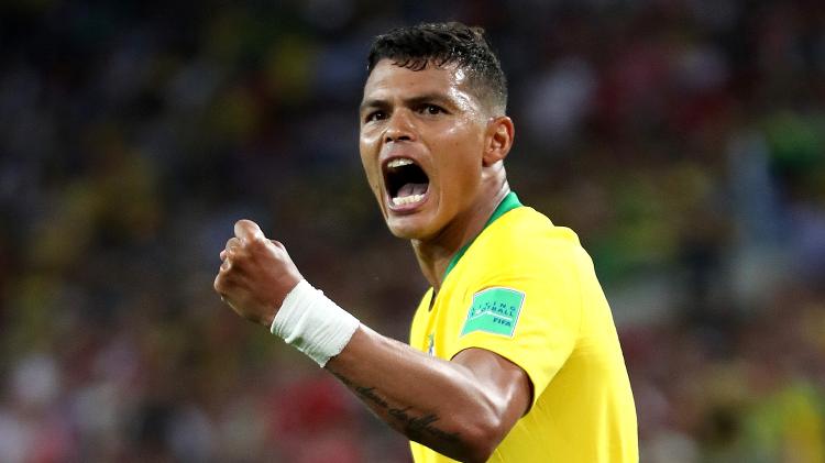 Thiago Silva comemora gol do Brasil contra Sérvia - Michael Steele/Getty Images - Michael Steele/Getty Images