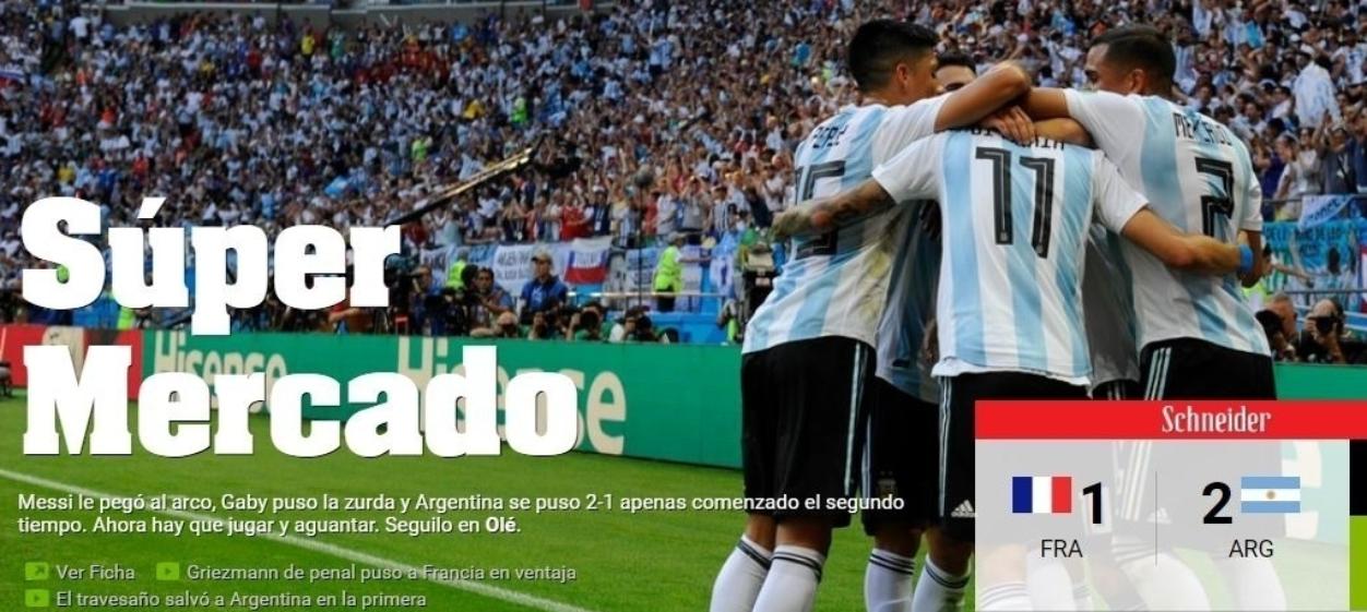 Jornal Olé vive montanha russa de emoções na eliminação da Argentina - Reprodução/Olé