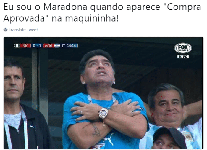 A reação de Maradona com o gol do Messi pode ilustrar dramas bem comuns no dia a dia - Reprodução/Twitter