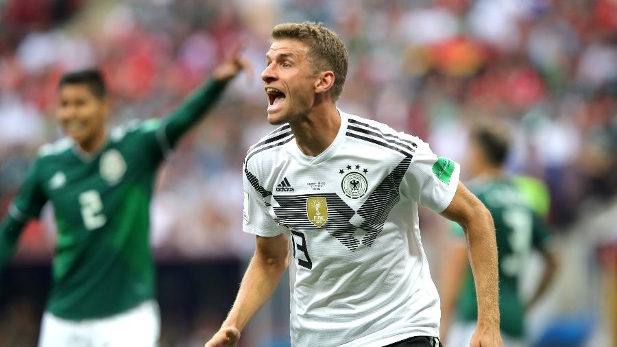 Thomas Müller, da seleção da Alemanha, durante jogo contra o México na Copa do Mundo de 2018 - Alexander Hassenstein/Getty Images
