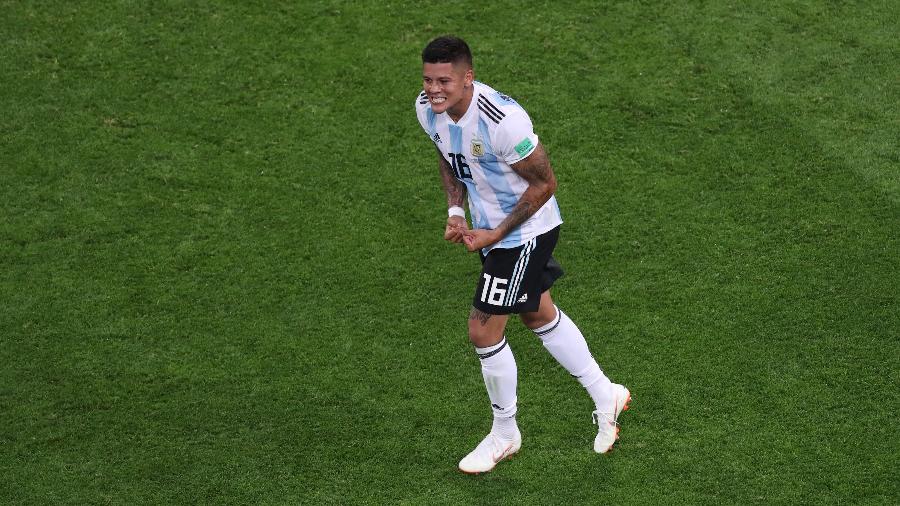 Marcos Rojo comemora gol da Argentina contra a Nigéria na Copa do Mundo de 2018 - Francois Nel/Getty Images