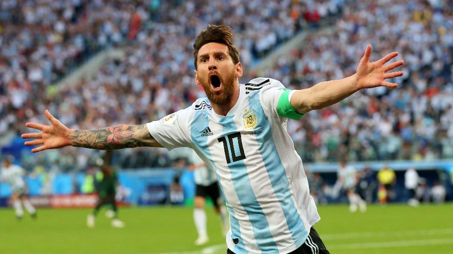 Lionel Messi comemora gol da Argentina contra a Nigéria - Alex Livesey/Getty Images