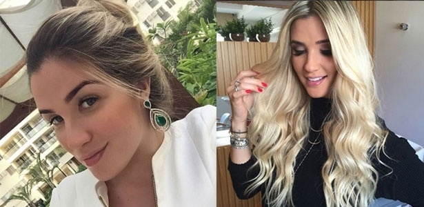 Imagem da ex-BBB Aline Gotschalg antes e depois de platinar os cabelos - Reprodução/Instagram