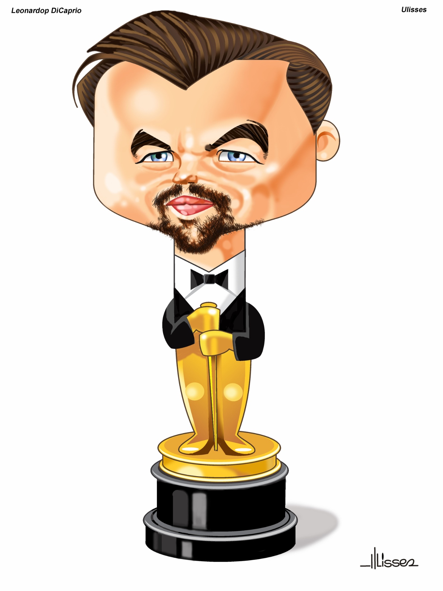 Leonardo Dicaprio por Ulisses. A exposição "Oscartoons" fica em cartaz de 18 de fevereiro a 6 de março de 2016, no Shopping Metrópole (Praça Samuel Sabatini, 200, centro, São Bernardo do Campo/SP). A visitação é gratuita - Divulgação