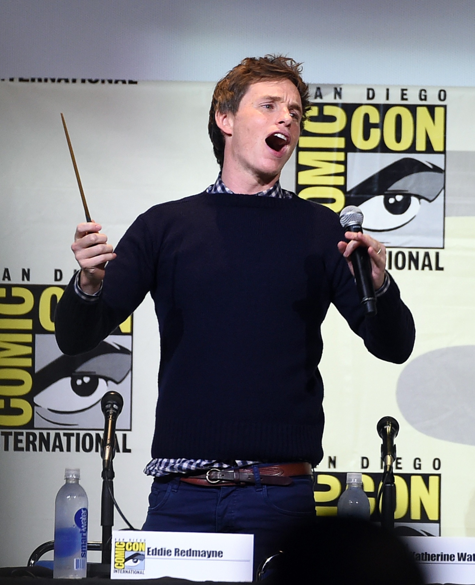 23.jul.2016 - Eddie Redmayne comanda plateia da San Diego Comic-Con durante painel de "Animais Fantásticos" - Kevin Winter/Getty Images/AFP