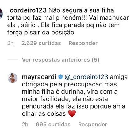 Mayra Cardi responde seguidora sobre posição polêmica que aparece segurando a filha - Reprodução/Instagram - Reprodução/Instagram